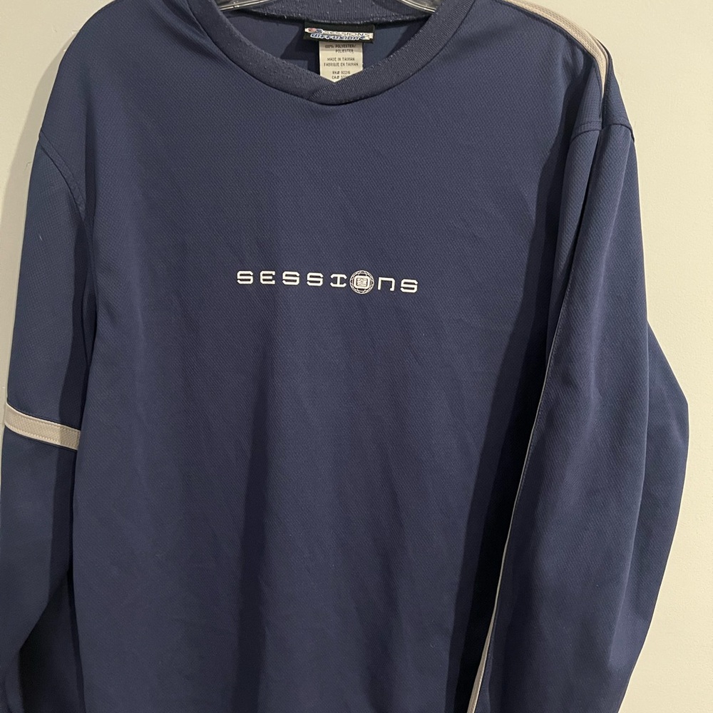 SESSIONS Deep Blue Crewneck with Light Gray Trim